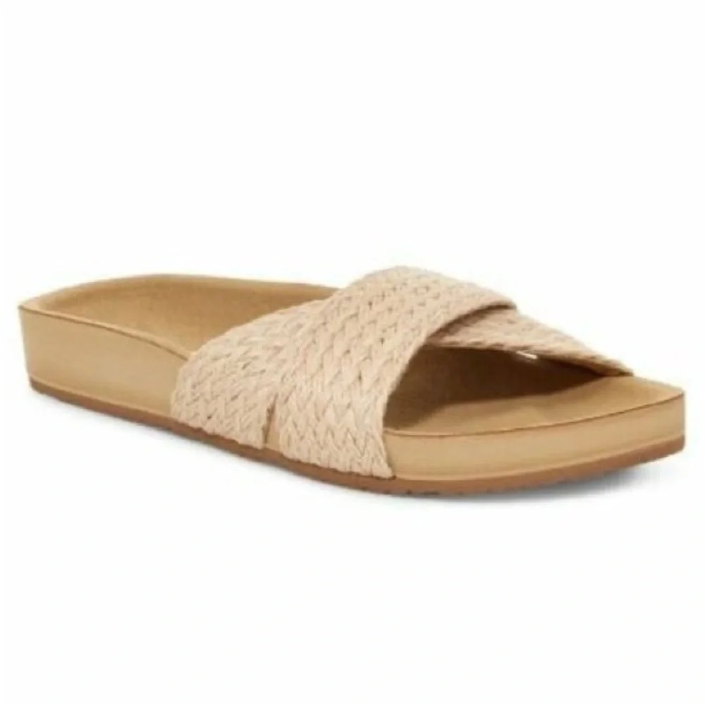 Sanuk She Crazy Jute Slide Sandals Natural Woven Strap Comfort Size 7